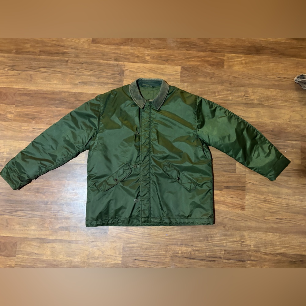 1970 Scoville Waterproof Military Issued Green THICK Quilted Jacket Duel Layered